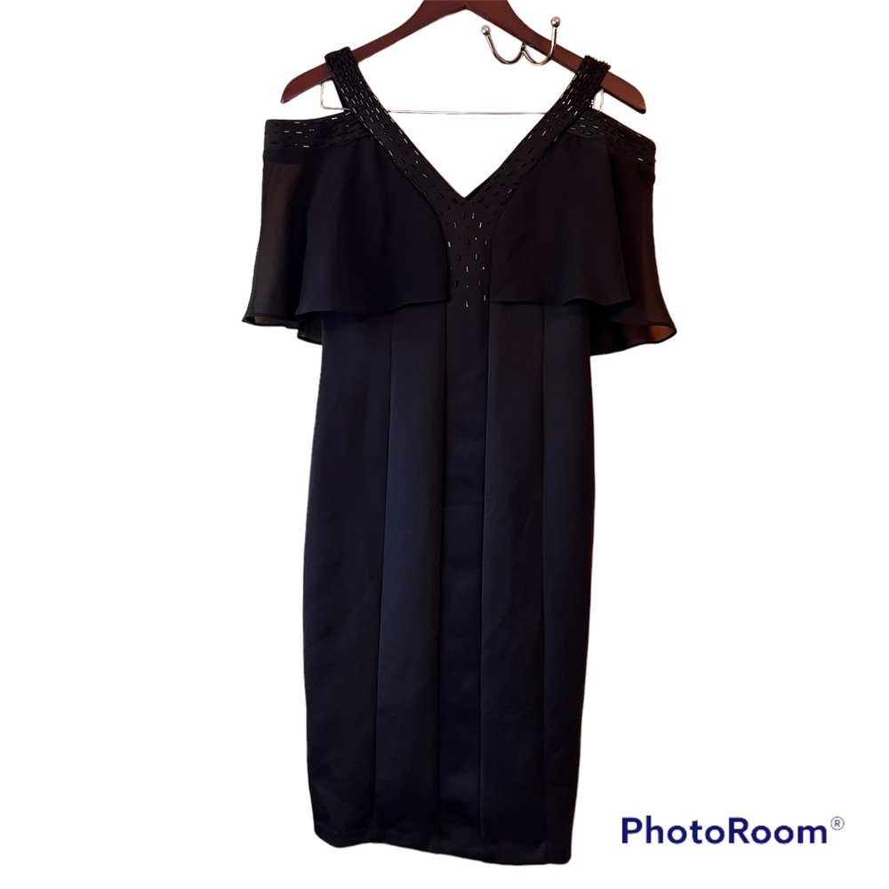 New with Tags Ignite Evenings Little Black Cold Shoulder Dress Size 6